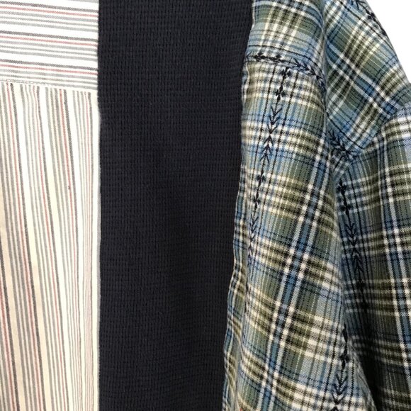 Mixed Prints Button-Down Shirt, Size L to XL: Upcycled Unisex Patchwork Boho Top - Picture 7 of 15
